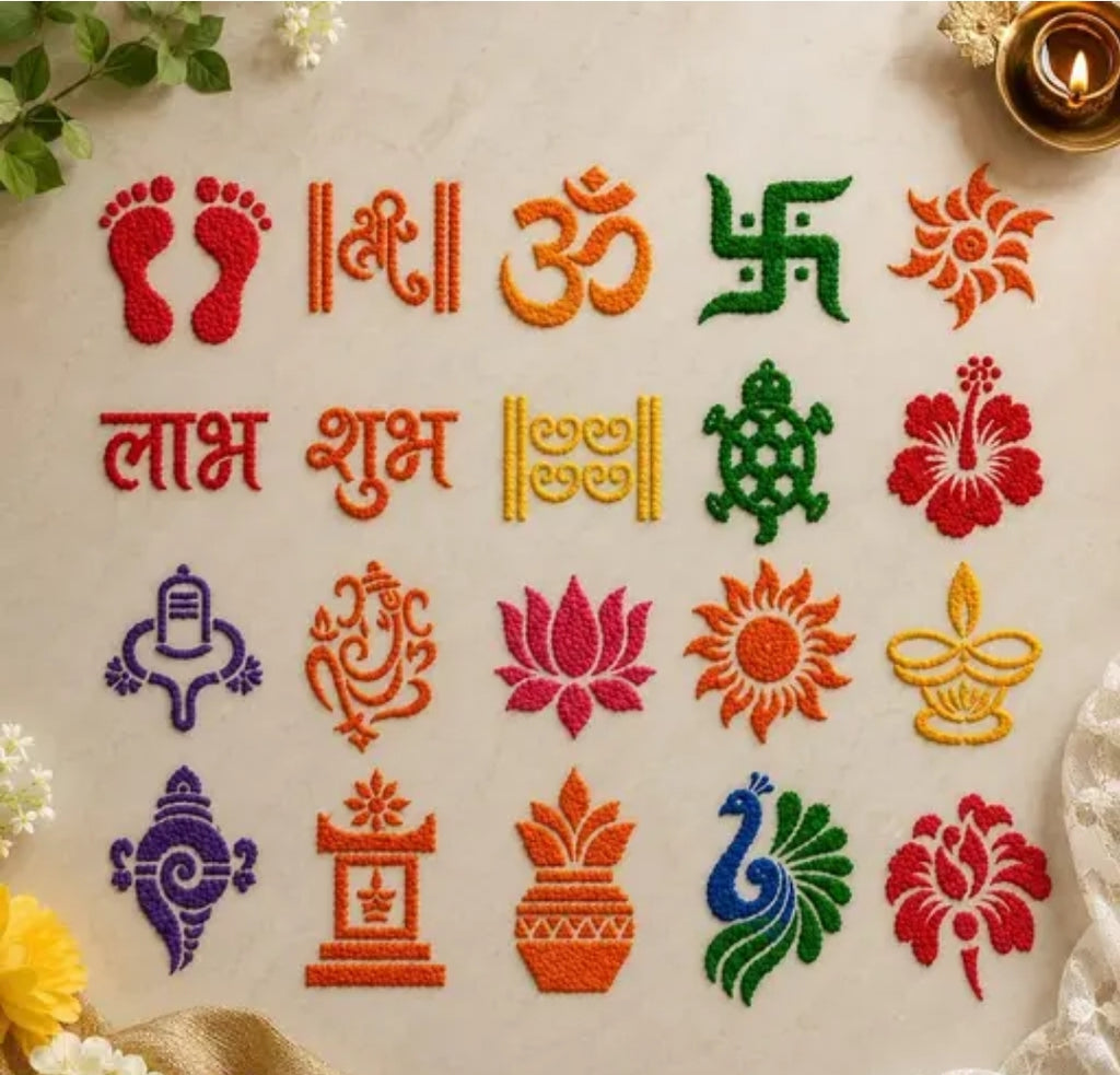 Wooden MDF Rangoli Making Stencil Kit (Pack of 20 Traditional Designs) - Reusable & Easy to Use