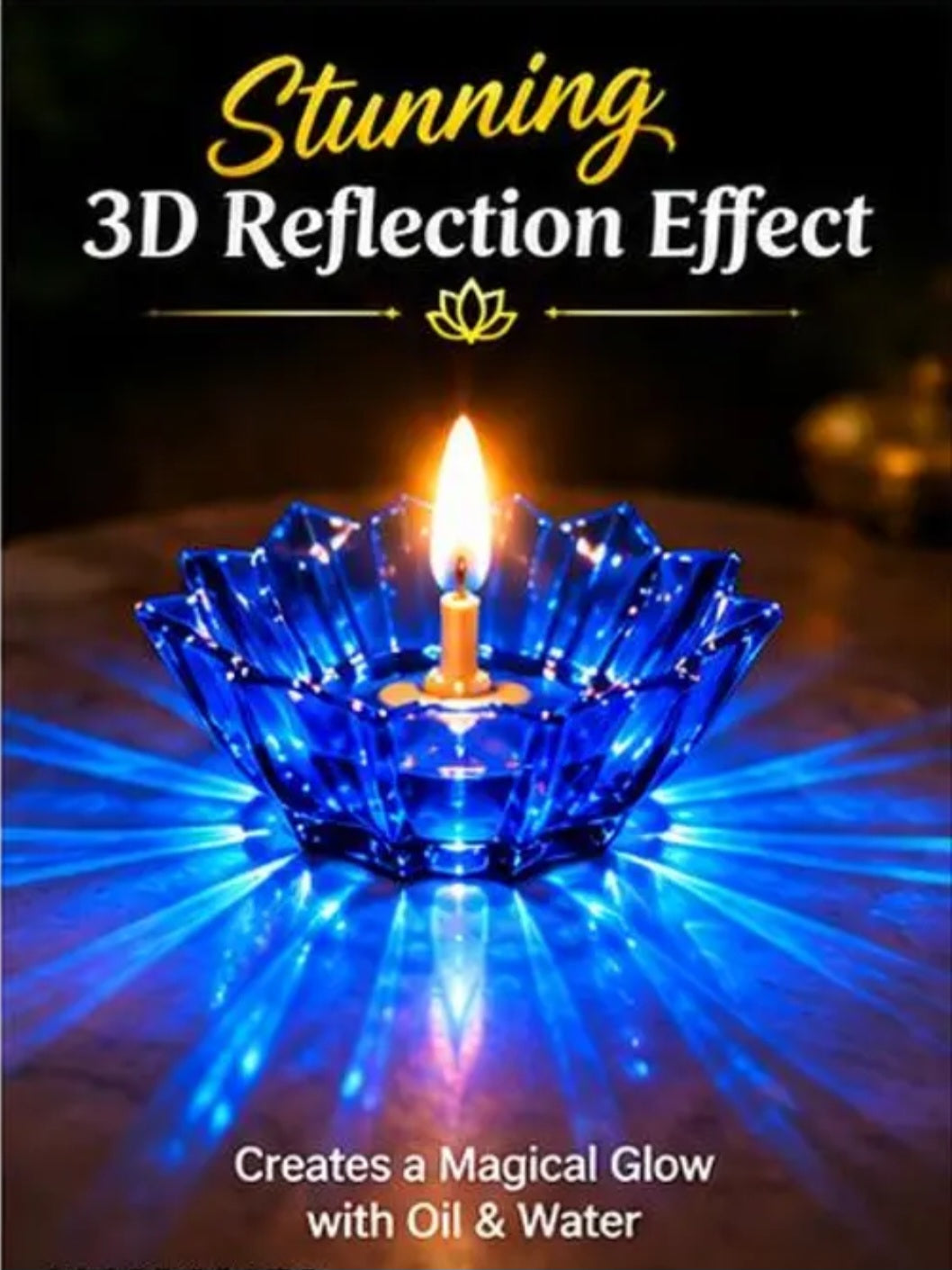 3D Reflection Shadow Diyas for Diwali (Pack of 12) - Multicolor Reusable