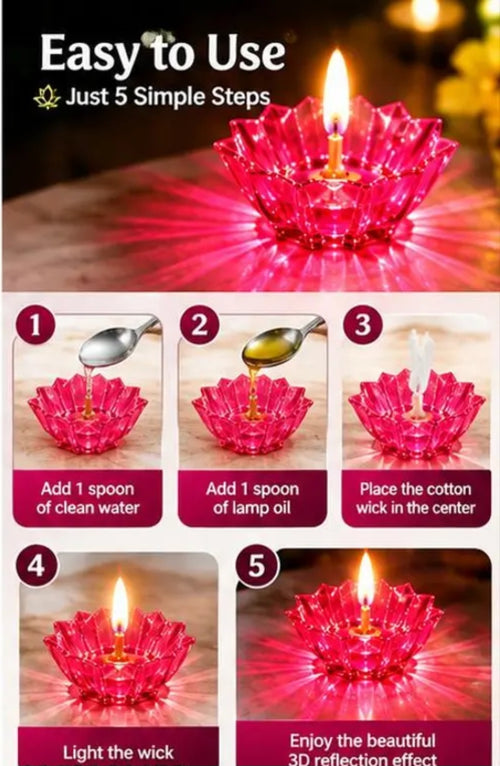 3D Reflection Shadow Diyas for Diwali (Pack of 12) - Multicolor Reusable